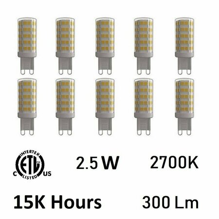 CWI LIGHTING 25 Watt G9 Led Bulb 3000K Set Of 10 G9K2700-10